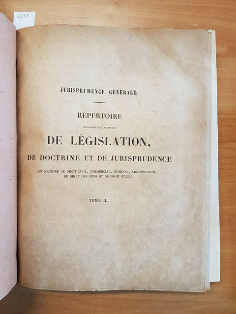 LOTTO 14 VOLL. REPERTOIRE METHODIQUE DE LEGISLATION DE DOCTRINE 1846 DALLOZ