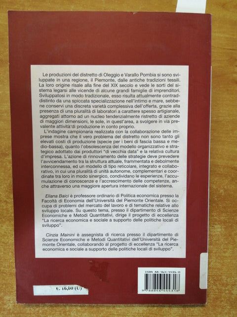 IL DISTRETTO TESSILE-ABBIGLIAMENTO IN PROVINCIA DI NOVARA + cd-rom - BAICI