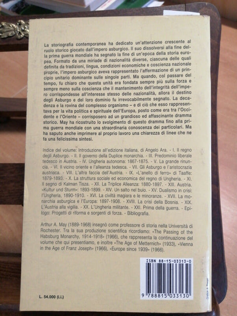 LA MONARCHIA ASBURGICA 1867-1914 - ARTHUR A MAY - IL MULINO 1992 - (3630