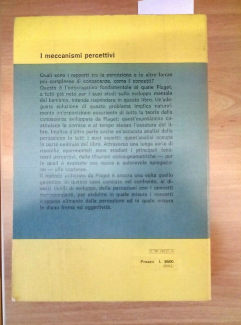 I MECCANISMI PERCETTIVI - JEAN PIAGET 1980 GIUNTI BARBERA PSICOLOGIA - 558