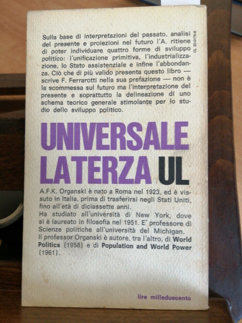 LE FORME DELLO SVILUPPO POLITICO - A.F.K. ORGANSKI 1970 Laterza (5133)