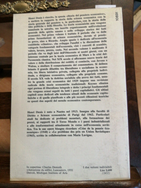 HENRI DENIS - STORIA DEL PENSIERO ECONOMICO - 1 VOLUME 1973 MONDADORI (478