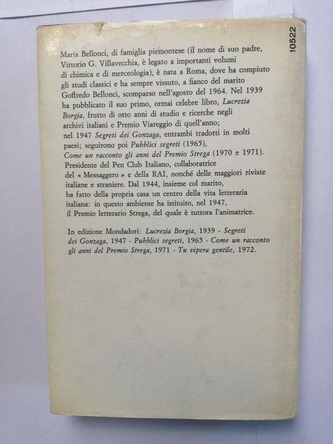 MARIA BELLONCI - Tu vipera gentile - 1972 - Mondadori - 1ed. - VISCONTI (1