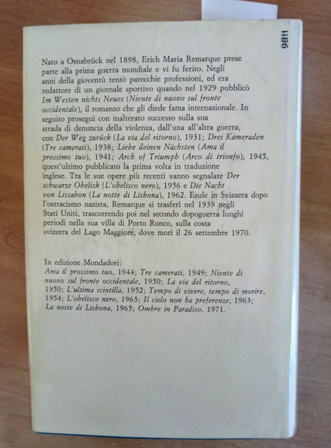 REMARQUE OMBRE IN PARADISO 1971 MONDADORI 1 ED.(1456) + FASCETTA EDIT