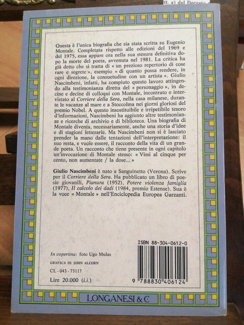 GIULIO NASCIMBENI - MONTALE BIOGRAFIA DI UN POETA - 1986 LONGANESI 1ED. (3