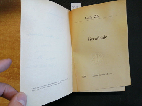 EMILE ZOLA - GERMINALE - EINAUDI - 1951 - (4595) - 814 PAGINE -