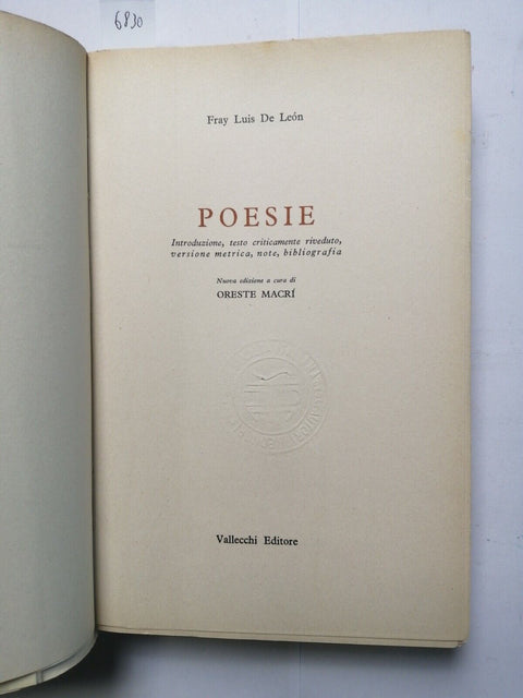 Fray Luis De Leon - Poesie - 1964 - Vallecchi - collana Cederna - (6830