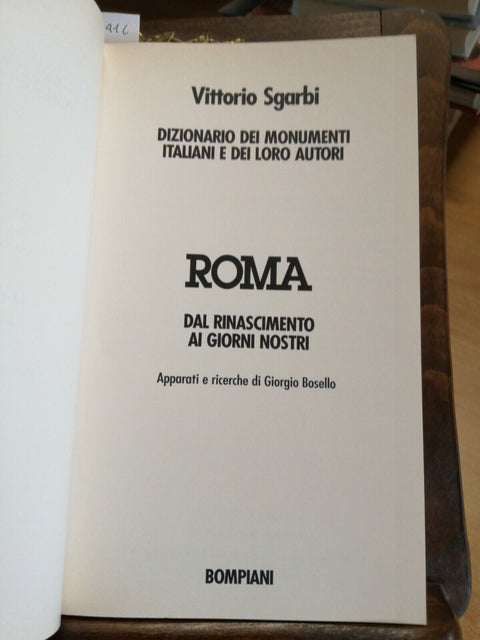 VITTORIO SGARBI - DIZIONARIO DEI MONUMENTI ITALIANI E DEGLI AUTORI: ROMA (2