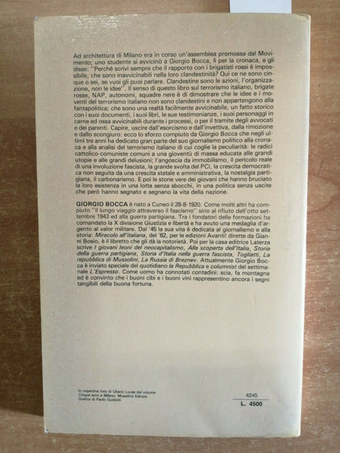 GIORGIO BOCCA - IL TERRORISMO ITALIANO 1970/1978 - RIZZOLI 1ED. brigate (3