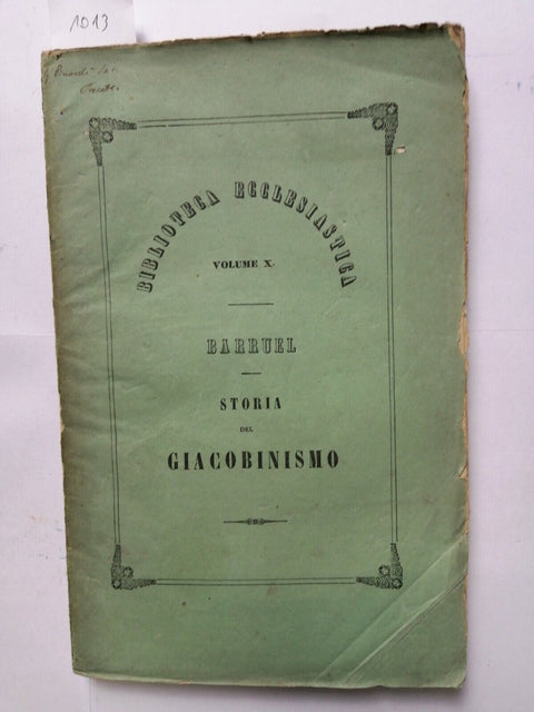 1852 Storia del Giacobinismo dell'abate Barruel - Volume terzo - Carmagnola