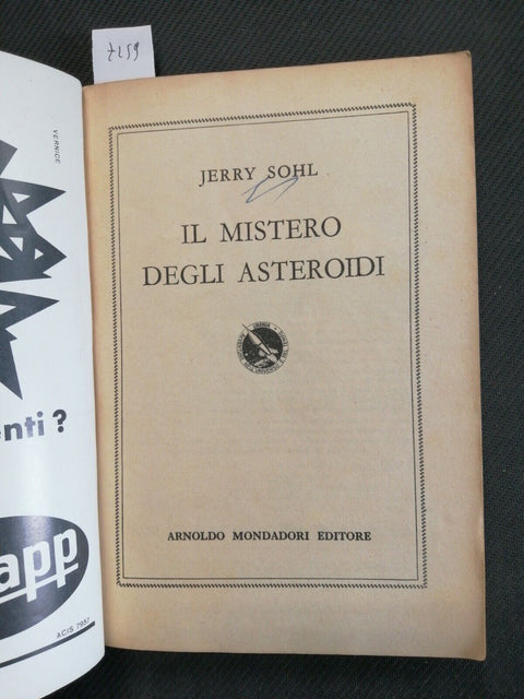 IL MISTERO DEGLI ASTEROIDI - JERRY SOHL - Mondadori 1958 URANIA N 187 (725