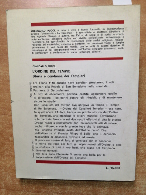 L'ORDINE DEL TEMPIO storia e condanna dei templari 1988 Pucci MEDITERRANEE