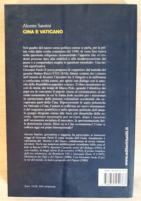 CINA E VATICANO dallo scontro al dialogo - SANTINI - 2003 EDITORI RIUNITI(7