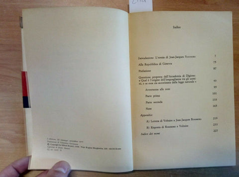 JACQUES ROUSSEAU - SULL'ORIGINE DELL'INEGUAGLIANZA 1975 EDITORI RIUNITI (