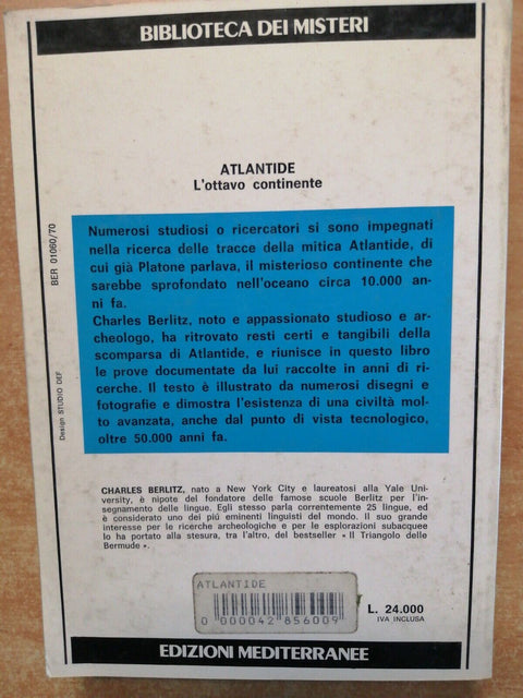 ATLANTIDE Lottavo continente - Charles Berlitz 1984 Edizioni Mediterranee (