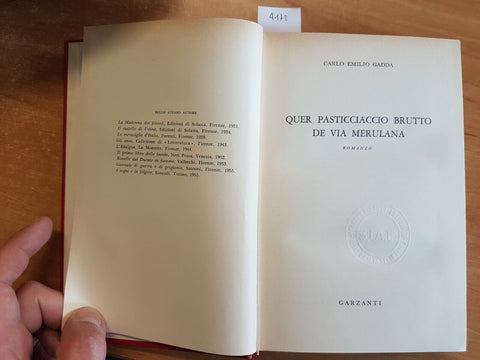 GADDA - QUER PASTICCIACCIO BRUTTO DE VIA MERULANA 22/06/57 - 1ED. GARZANTI 4172