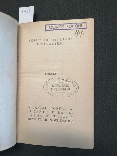 RABINDRANATH TAGORE - GITANJALI (OFFERTA DI CANTI) 1914 CARABBA Lancia