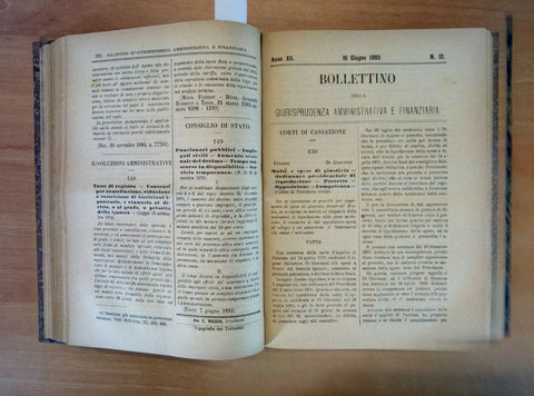 BOLLETTINO DELLA GIURISPRUDENZA AMMINISTRATIVA FINANZIARIA 1885 COMPLETO (1