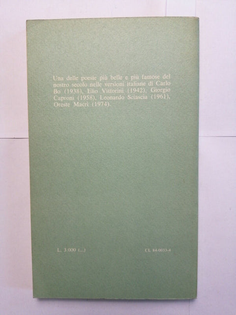 FEDERICO GARCIA LORCA Lamento per Ignazio 1978 Guanda quaderni della Fenice