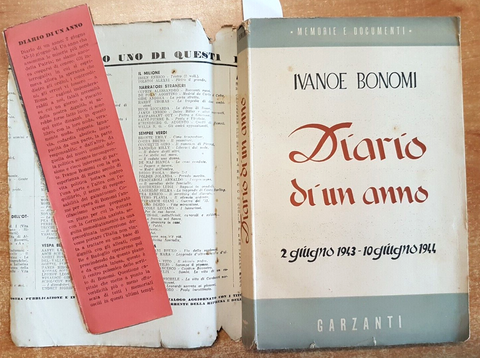 IVANOE BONOMI Diario di un Anno 02/06/1943 - 10/06/1944 - 1ED. GARZANTI (3