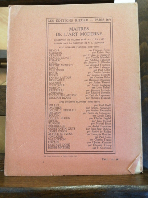 MAITRES DE L'ART MODERNE - HENRI MATISSE - COURTHION 1924 RIEDER EDITEURS