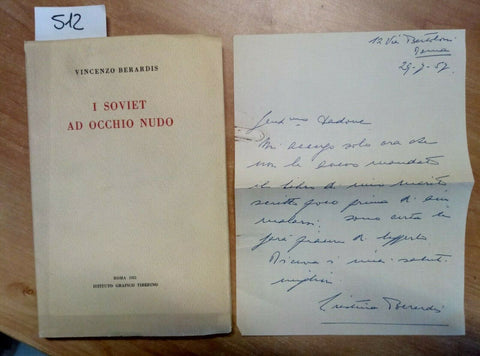 I SOVIET AD OCCHIO NUDO - BERARDIS VINCENZO - 1955 URSS + LETTERA AUTOGRAFA