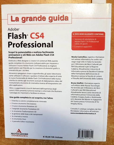 ADOBE FLASH CS4 PROFESSIONAL libro + dvd con software 2009 - MONDADORI (627