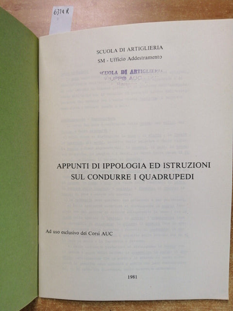 APPUNTI DI IPPOLOGIA ED ISTRUZIONI SUL CONDURRE I QUADRUPEDI artiglieria (6