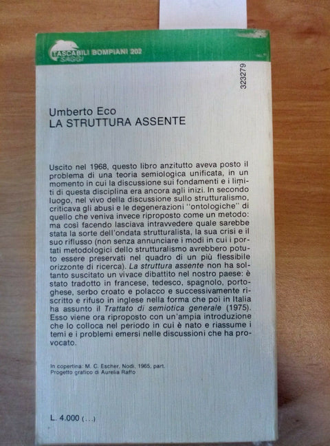 UMBERTO ECO - LA STRUTTURA ASSENTE - 1ED. TASCABILI BOMPIANI - 1980 - (334