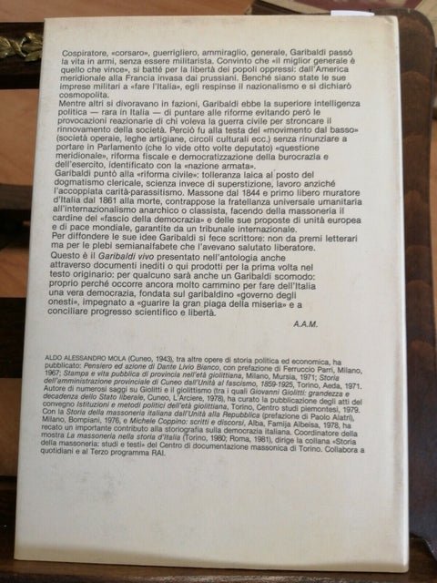 ALDO A. MOLA - GARIBALDI VIVO - MAZZOTTA 1982 ILLUSTRATO (5635)DOCUMEN