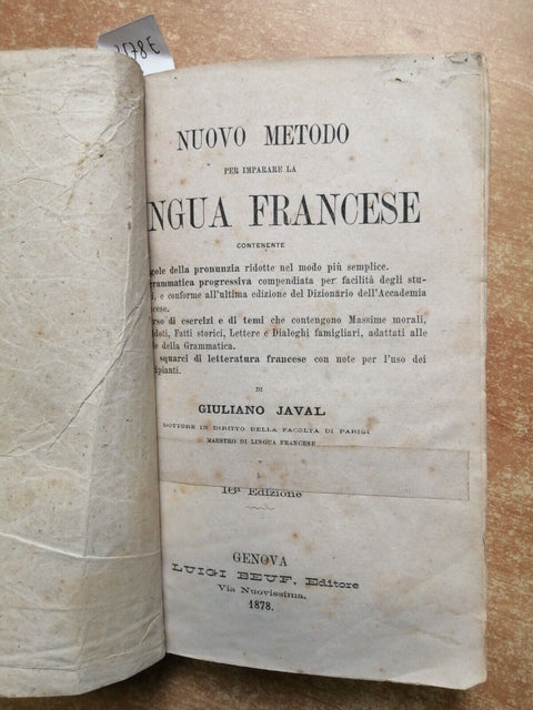 Nuovo metodo per imparare la lingua francese 1878 GIULIANO JAVAL - BEUF (25