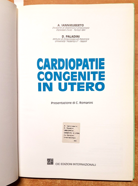 CARDIOPATIE CONGENITE IN UTERO - Iannaruberto Paladini 1996 CIC edizioni (6