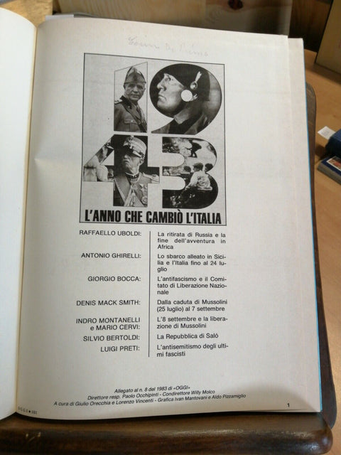 1943: L'ANNO CHE CAMBIO' L'ITALIA - OGGI 1983 FASCISMO MUSSOLINI 40ANNIV.