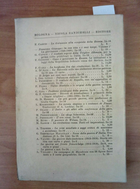 KARL NOWAK - IL CROLLO DELLE POTENZE CENTRALI 1923 ZANICHELLI (1383) 1