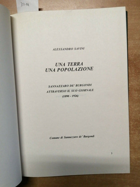 UNA TERRA UNA POPOLAZIONE - 1ED. - A. SAVINI 1987 SANNAZZARO DE' BURGONDI