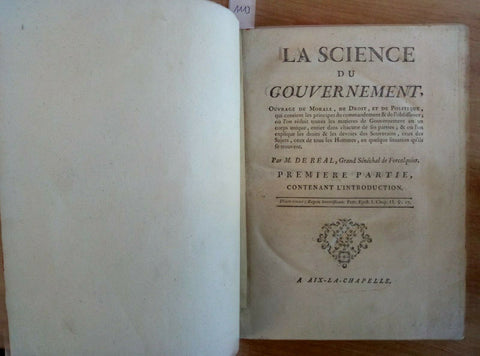 LA SCIENCE DU GOUVERNEMENT OUVRAGE DE MORALE, DE DROIT E POLIQUE (1113