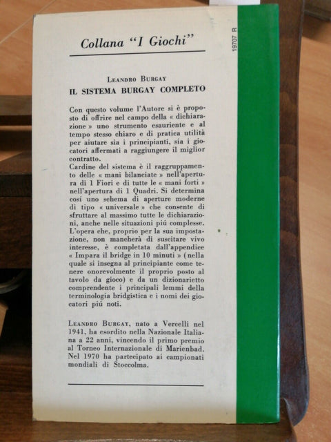 IL SISTEMA BURGAY COMPLETO IMPARA IL BRIDGE IN 10 MINUTI 1973 MURSIA 1ED (
