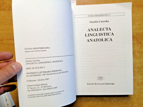 ANALECTA LINGUISTICA ANATOLICA - Onofrio Carruba - 1997 storia filologia (5