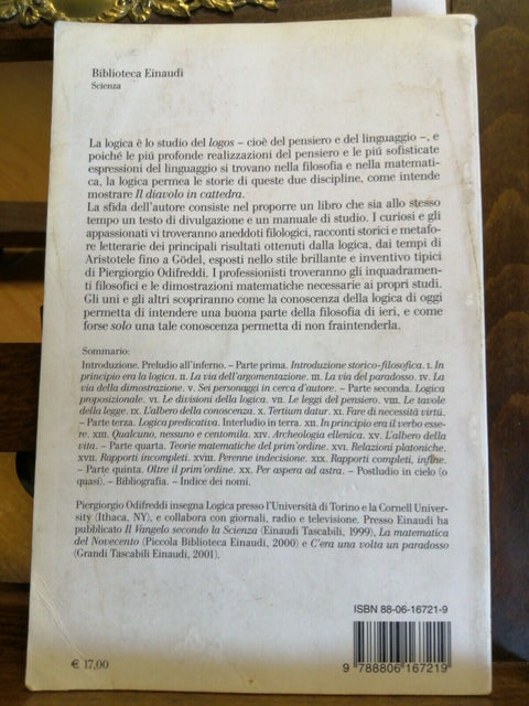 ODIFREDDI Il diavolo in cattedra La Logica da Aristotele a Godel - Einaudi(