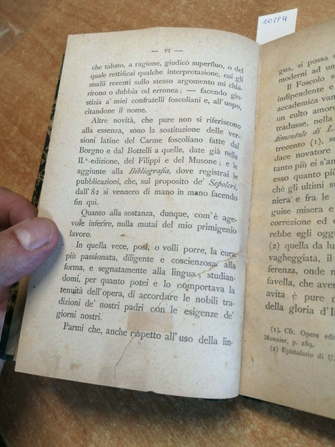 DEI SEPOLCRI CARME DI UGO FOSCOLO 1889 FRANCESCO TREVISAN - TEDESCHI ED. (1