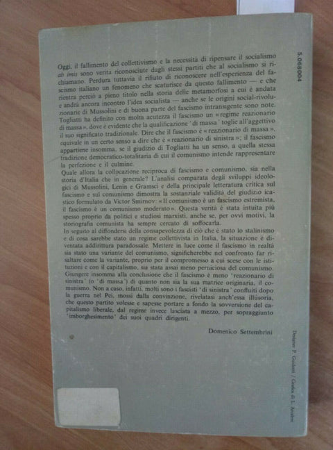 FASCISMO CONTRORIVOLUZIONE IMPERFETTA - DOMENICO SETTEMBRINI 1978 SANSONI (