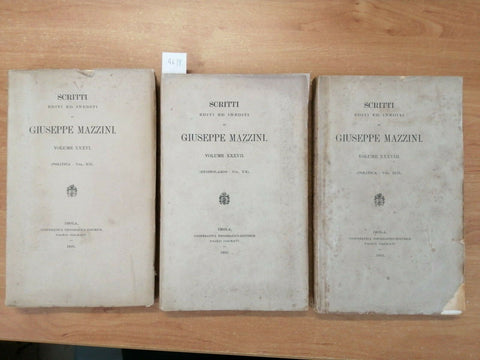 SCRITTI EDITI ED INEDITI DI GIUSEPPE MAZZINI 3 VOLL. 36/37/38 GALEATI 1922(