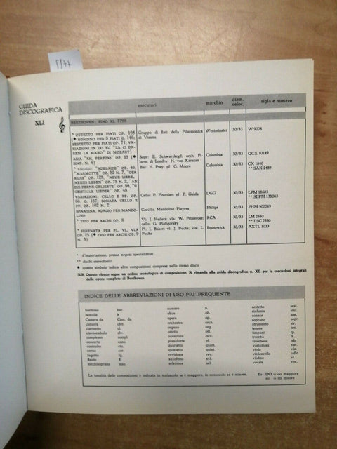 GUIDA DISCOGRAFICA CLASSICA LIRICA 1967 SCHEDE RILEGATE LP VINILI 33 GIRI (