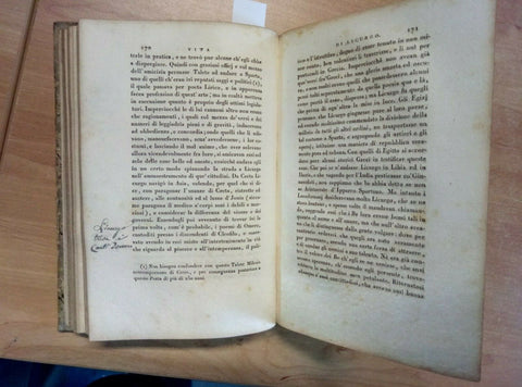 LE VITE DEGLI UOMINI ILLUSTRI PLUTARCO 1822 GIROLAMO POMPEI TOMO 1 PIATTI (