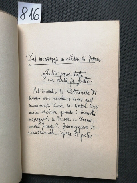 GABRIELE D'ANNUNZIO - LEALTA' PASSA TUTTO Teneo te Africa 1936 VITTORIALE