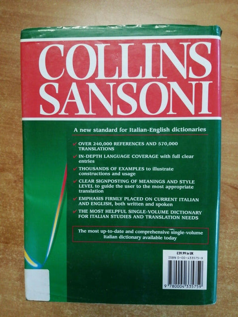 COLLINS SANSONI - ITALIAN DICTIONARY - INGLESE/ITALIANO ITALIANO/INGLESE (6