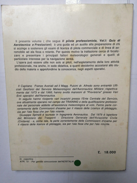 IL PILOTA PROFESSIONISTA vol.2 Quiz di Meteorologia I.B.N. 1989 aerotecnica