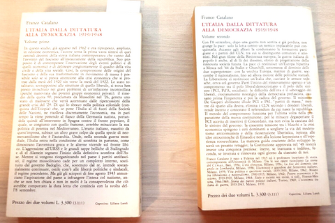 L'ITALIA DALLA DITTATURA ALLA DEMOCRAZIA 2 vol. CATALANO 1919/48 FELTRINELLI265