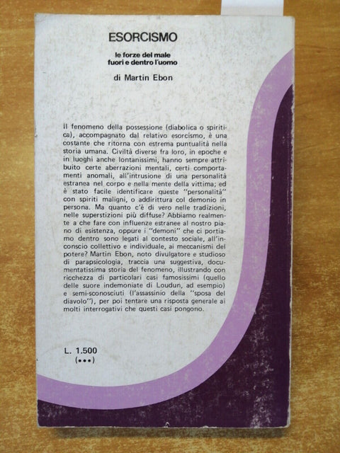 ESORCISMO Le forze del male fuori e dentro l'uomo MARTIN EBON 1976 Armenia