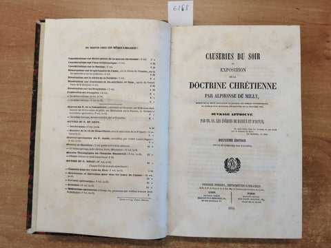 CAUSERIES DU SOIR OU EXPOSITION DE LA DOCTRINE CHRETIENNE 1854 A. DE MILLY